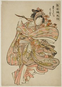 عرض أوراق القيقب (موميجيجاري) ، من سلسلة "عادات رقص الشخصيات الآسرة (Adesugata odori fuzoku)" بواسطة Kitao Shigemasa