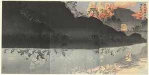 قوات النخبة لدينا تحتل جزر بنغهو قبالة تايوان Seiei naru wagagun Taiwan Bokoto o senryo suru no zu (العنوان على الكائن)