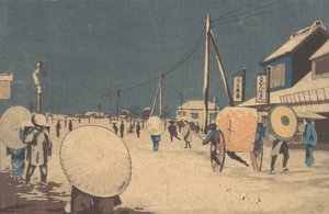 مشهد شارع في ضواحي إيدو في أمسية شتاء ، كاليفورنيا. 1878.