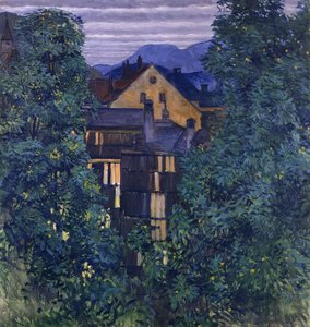 نظرة عامة على Payerbach ، في الخلفية Rax ؛ منظر من خلال Payerbach ، في الخلفية Rax ، c.1912-1913 بواسطة كلومان موسر