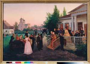 مغادرة الزوار - لوحة لكونستانتين ألكساندروفيتش تروتوفسكي (تروتوفسكي) (1826-1893) ، زيت على قماش