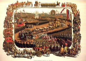 ألبوم تتويج القيصر ألكسندر الثالث ملك روسيا (1845-1894) والإمبراطورة ماريا فيودوروفنا (داغمار الدنماركي) (1847-1928) - الدخول الاحتفالي للإسكندر الثالث في موسكو (من ألبوم التتويج) بقلم كونستانتين أبولونوفيتش سافيتسكي (Cons