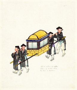 Example of an Enclosed Palanquin, published c.1890 (hand coloured engraving) بواسطة المدرسة الكورية