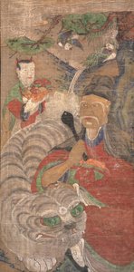 سانسين (الحبر الأسود الصيني والأصباغ المطبقة على النسيج الخشن) بواسطة المدرسة الكورية