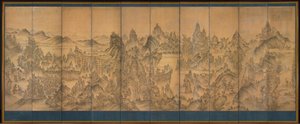 Seven Jeweled Mountain ، Shunman ، أواخر القرن التاسع عشر (حبر ولون على الحرير) بواسطة المدرسة الكورية