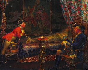 ستروينسي وكارولين ماتيلد في جثة الملكة صوفي المجدلية ، 1910.