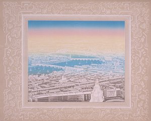 منظر جوي للندن يظهر جسر واترلو وجسر بلاكفريارس ، c1845.