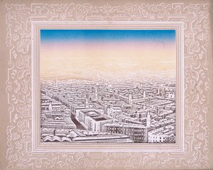 منظر جوي للندن مع حدود مزخرفة ، c1845