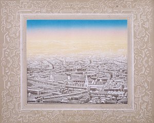 منظر جوي للندن مع حدود مزخرفة ، c1845