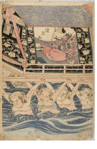 مشهد الربيع لشابات في رحلة ، حوالي 1786-1864 (طباعة خشبية على ورق) بواسطة كونيناغا أوتاغاوا