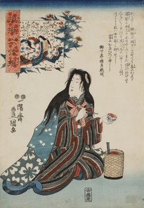 Ono no Komachi ، من سلسلة المحاكاة الساخرة لستة شعراء خالدين Nazorae rokkasen ، 1847-1852. بواسطة كونيسادا
