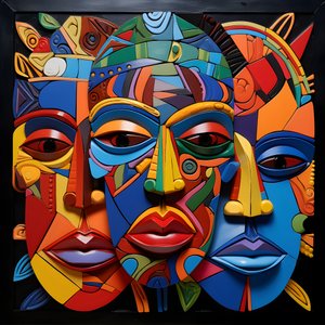 7 وجوه ملونة زاهية، 4 أقنعة بشرية 1