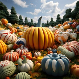القرع الملونة في 3D 1