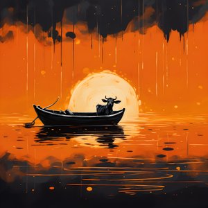 بقرة في قارب على البحيرة 2