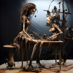 دمية كبيرة على طاولة وعليها هيكل عظمي 1 بواسطة Kurt Heppke