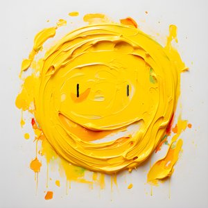 وجه مبتسم باللون الأصفر باللون impasto 2