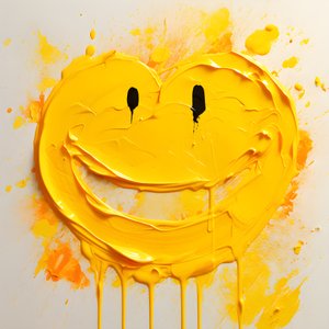 وجه مبتسم باللون الأصفر باللون impasto 3