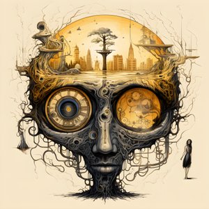 ألبوم رسم مفهوم ليوناردو دافينشي، عمل فني، جذر شجرة تنمو من الأرض وترتفع إلى السماء مثل جاك وشجرة الفاصولياء 1