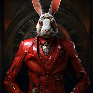 ساعة إلكترونية مجسمة للرجال من نوع Punk Android Bunny، ترتدي معطفًا أحمر اللون 2