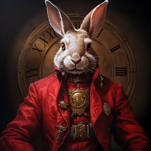 ساعة إلكترونية مجسمة للرجال من نوع Punk Android Bunny، ترتدي معطفًا أحمر اللون 3