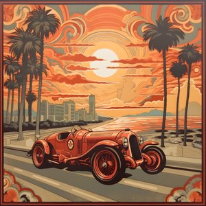 تحفة فنية مبطنّة بأسلوب مبطن وأنيق وأنيق من تصميم Shepard Fairey :: 1 إحياءً لذكرى 1940 موناكو جراند بريكس ، منافسة سيارات السباق التاريخية. 1