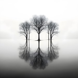 صور بالأبيض والأسود لأشجار على الماء 1