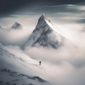 شخصان يتزلجان فوق جبل غائم 1