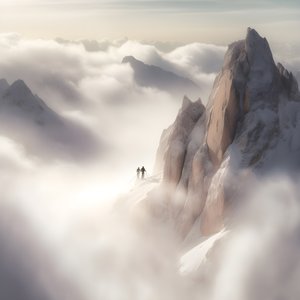 شخصان يتزلجان فوق جبل غائم 2