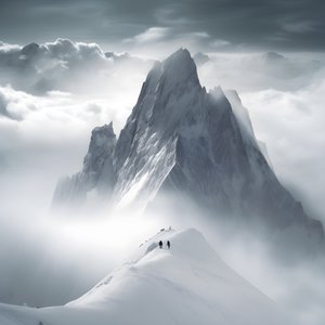 شخصان يتزلجان فوق جبل غائم 4