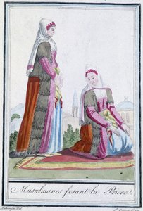 المسلمون في الصلاة - في "Encyclopédie des voyages" بقلم J. Grasset St Sauveur ، محرر. ديروي ، باريس بواسطة LF Labrousse