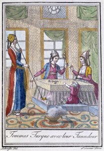 النساء التركيات مع التنندور - في "" Encyclopédie des voyages "بقلم J. Grasset St Sauveur ، محرر. ديروي ، باريس بواسطة LF Labrousse