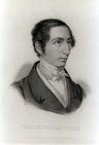 صورة لكارل ماريا فون ويبر (1786-1826) ملحن ألماني (نقش) (صورة بالأبيض والأسود) بواسطة هول