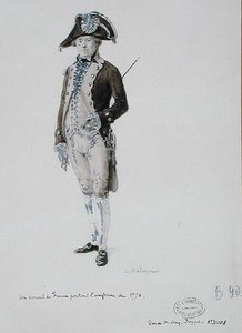 قنصل من فرنسا يرتدي زي عام 1776 (قلم وغسل على ورق)