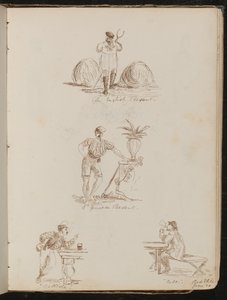 "English Peasant" ، "a Genoese Peasant" ، دراسة الأشكال في الحانات المنقوشة "Battista" و "Bile" ، مكان وتاريخ "20 يونيو" بواسطة سيدة بتلر