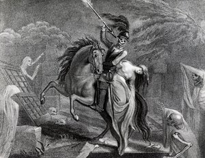 Lenore riding with Death, illustration for the poem Lenore by Gottfried Augustus Burger (1747-1794), drawing by Diana Beauclerk (1734-1808) for the 1796 edition published by Harding Pall Mall بواسطة سيدة ديانا بوكليرك