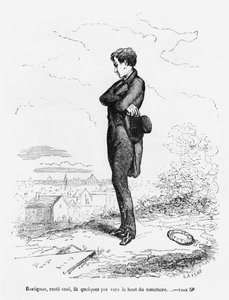 "ترك بمفرده ، مشى Rastignac بضع خطوات إلى أعلى جزء من المقبرة" ، التوضيح من "Le Pere Goriot" بواسطة Honore de Balzac (1799-1850) بواسطة ليزن
