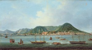 ميناء في هونغ كونغ ، حوالي 1830-40 (زيت على قماش) بواسطة لام كوا (سمة إلى)