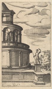 منظر جزئي لمبنى [Sepulchrum Adriani] من سلسلة 'Ruinarum variarum fabrica ...، 1554