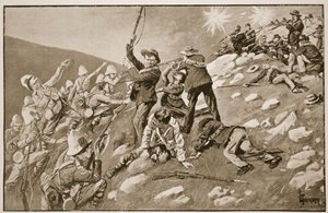 تهمة Inniskillings: معركة تل بيتر ، التوضيح من "معارك القرن التاسع عشر ، المجلد. سادسا: حرب البوير 1899-1900 &39;بواسطة أرشيبالد فوربس ، GA هنتي والرائد آرثر بواسطة لانس ثاكيراي