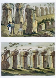 &39;House of the Ancients&39; ، جزيرة تينيان ، اللوحة 32 أ و ب من كتاب "لو زي أنسيان أند مودرن" بقلم جول فيراريو ، تم نشرها في 1820 - 30 (انظر أيضًا 206894) بواسطة لانديني