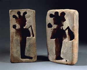 Two moulds of Osiris figure, from Abydos بواسطة العصر المتأخر المصري