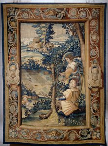 Bird hunting with net, tapestry from series Hunts of Francis I