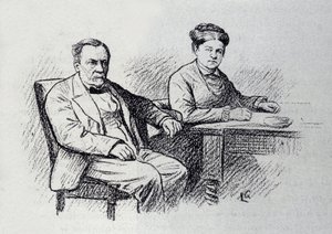 صورة لويس باستور (1822-1895) ، الكيميائي والفيزيائي الفرنسي الذي يملي علاقة مع زوجته ماري لوران. رسم لوسيان لوران جسيل (لوران جسيل) (1860-1944). الدكتور بواسطة لوران لوسيان جسيل