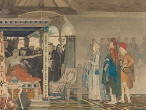 Fredegonda في فراش الموت في Praetextatus بواسطة Lawrence Alma Tadema