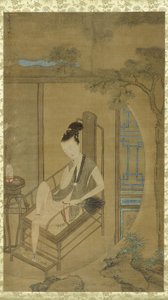 امرأة تتخيل ، سلالة تشينغ ، فترة كانغشي ، c.1700-22 بواسطة لينغ مي