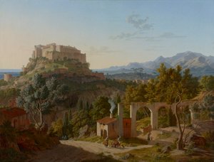 منظر طبيعي مع قلعة ماسا دي كارارا ، 1827 بواسطة ليو فون كلينزي