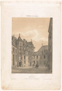 منظر لساحة قصر جاك كور في بورجيه بورجيه. Vue intérieure de la maison de Jacques Coeur (العنوان على الكائن) فرنسا المعاصرة (عنوان المسلسل) La France de nos jours (عنوان السلسلة على الكائن) بواسطة ليون أوغست أسلينو