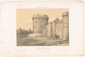 منظر لأحد أبراج قلعة دينان لو شاتو دي دينان (العنوان على الكائن) فرنسا المعاصرة (عنوان المسلسل) La France de nos jours (عنوان السلسلة على الكائن) بواسطة ليون أوغست أسلينو