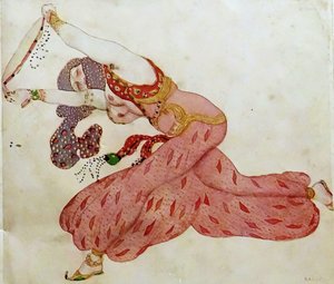 ألمي. تصميم أزياء الباليه شهرزاد من تأليف N.Rimsky-Korsakov ، 1910