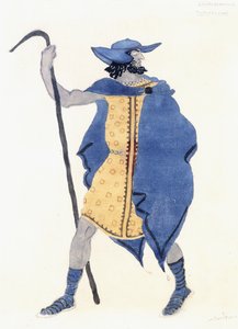 تصميم أزياء لأوديب في كولونوس- الغريب ، ج. 1899-1909 (قلم رصاص ، ث - ج وطلاء فضي على ورق) بواسطة ليون باكست